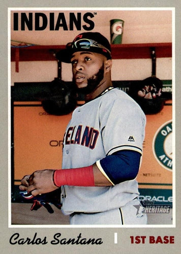 #388 Carlos Santana - Cleveland Indians - 2019 Topps Heritage Baseball