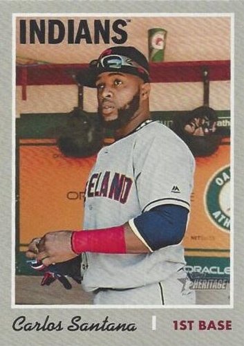 #388b Carlos Santana - Cleveland Indians - 2019 Topps Heritage Baseball