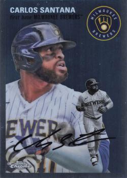 #391 Carlos Santana - Milwaukee Brewers - 2023 Topps Chrome Platinum Anniversary Baseball