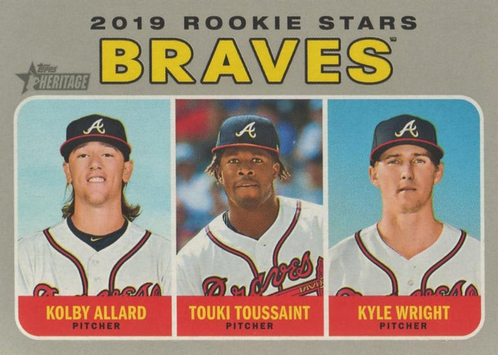 #399 Braves 2019 Rookie Stars Kolby Allard / Touki Toussaint / Kyle Wright - Atlanta Braves - 2019 Topps Heritage Baseball