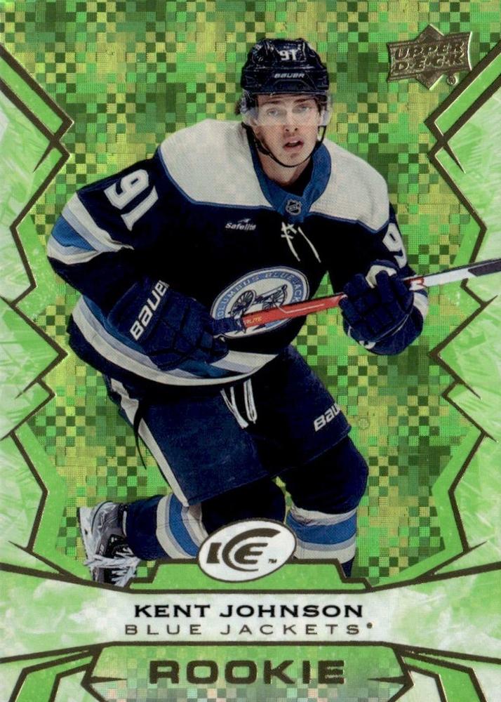 #141 Kent Johnson - Columbus Blue Jackets - 2022-23 Upper Deck Ice - Green Hockey