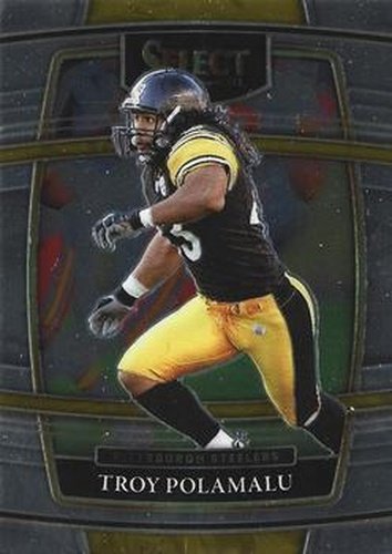 #41 Troy Polamalu - Pittsburgh Steelers - 2021 Panini Select - Black and Gold Prizm Die Cut Football