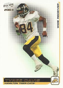 #41 Tyree Davis - Hamilton Tiger-Cats - 2003 Pacific CFL Football
