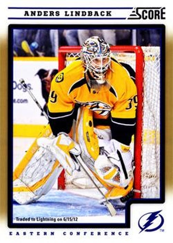 #426 Anders Lindback - Tampa Bay Lightning - 2012-13 Score - Gold Rush Hockey