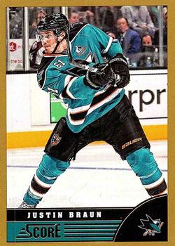 #434 Justin Braun - San Jose Sharks - 2013-14 Score - Gold Hockey