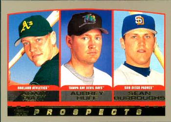 #441 Adam Piatt / Aubrey Huff / Sean Burroughs - Oakland Athletics / Tampa Bay Devil Rays / San Diego Padres - 2000 Topps Baseball