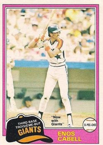 #45 Enos Cabell - San Francisco Giants - 1981 O-Pee-Chee - Gray Back Baseball