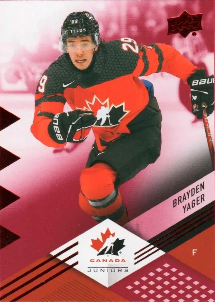 #47 Brayden Yager - Canada - 2024 Upper Deck Team Canada Juniors - Red Foil Hockey