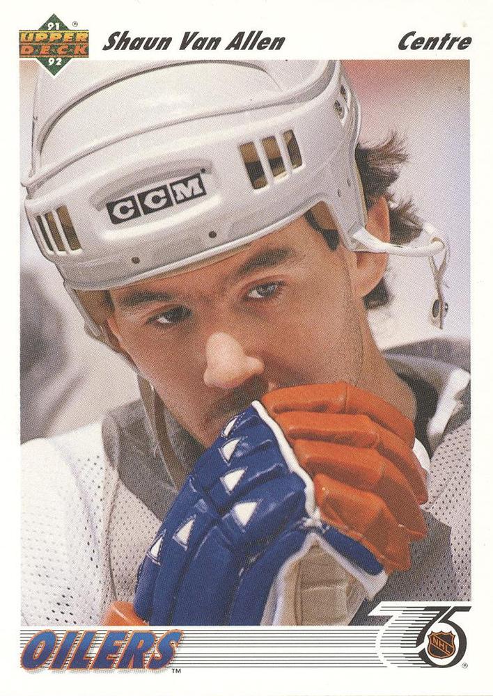 #52b Shaun Van Allen - Edmonton Oilers - 1991-92 Upper Deck French Hockey