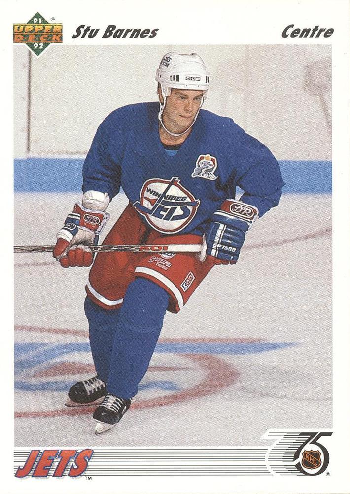 #53b Stu Barnes - Winnipeg Jets - 1991-92 Upper Deck French Hockey
