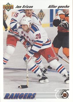 #178b Jan Erixon - New York Rangers - 1991-92 Upper Deck French Hockey