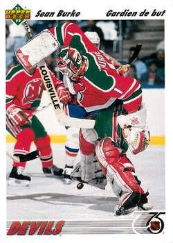 #183b Sean Burke - New Jersey Devils - 1991-92 Upper Deck French Hockey