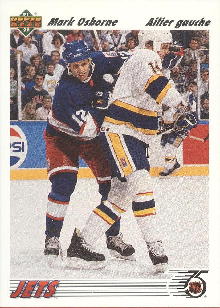 #296b Mark Osborne - Winnipeg Jets - 1991-92 Upper Deck French Hockey
