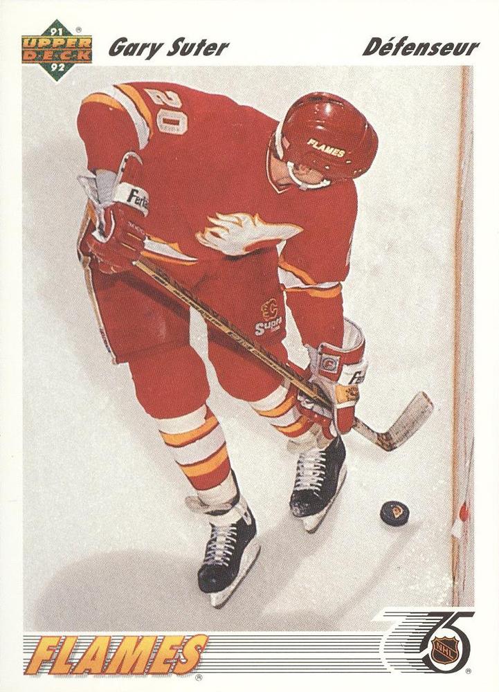 #341b Gary Suter - Calgary Flames - 1991-92 Upper Deck French Hockey