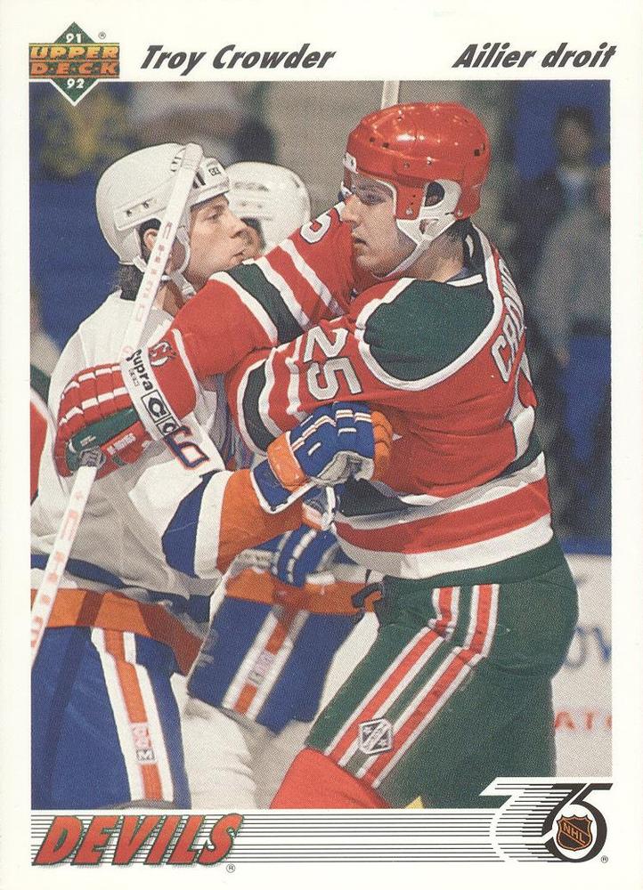#342b Troy Crowder - New Jersey Devils - 1991-92 Upper Deck French Hockey