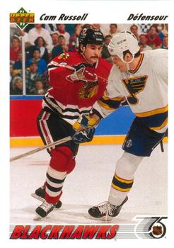 #352b Cam Russell - Chicagoackhawks - 1991-92 Upper Deck French Hockey