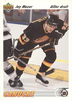 #378b Jay Mazur - Vancouver Canucks - 1991-92 Upper Deck French Hockey