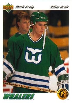 #456b Mark Greig - Hartford Whalers - 1991-92 Upper Deck French Hockey