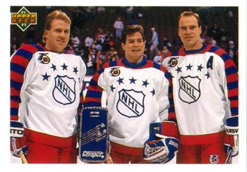 #610 Mark Messier / Mike Richter / Brian Leetch - New York Rangers - 1991-92 Upper Deck French Hockey