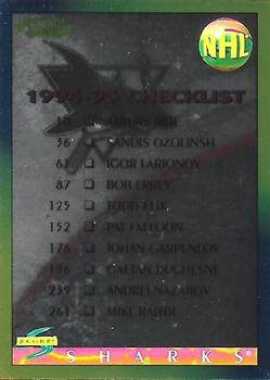 #273 Checklist - San Jose Sharks / Tampa Bay Lightning - 1994-95 Score - Gold Line Hockey