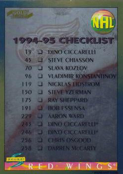 #266 Checklist - Detroit Red Wings / Edmonton Oilers - 1994-95 Score - Gold Line Hockey