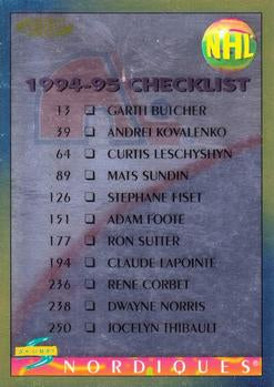 #272 Checklist - Quebec Nordiques / St. Louis Blues - 1994-95 Score - Gold Line Hockey