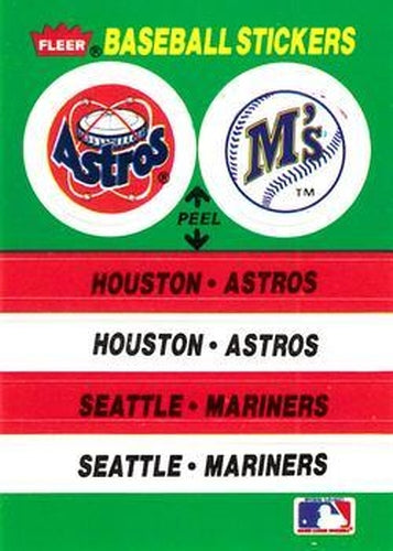 #48 Houston Astros / Seattle Mariners - Houston Astros / Seattle Mariners - 1988 Fleer - Team Stickers Baseball