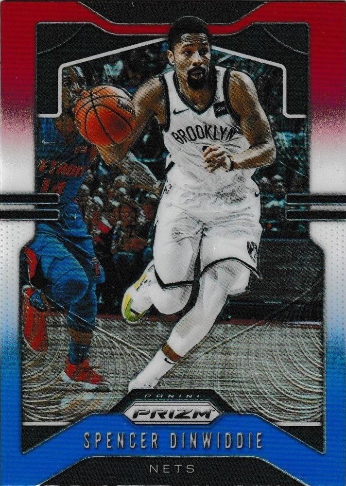 #48 Spencer Dinwiddie - Brooklyn Nets - 2019-20 Panini Prizm - Prizms Red White and Blue Basketball