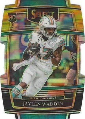 #48 Jaylen Waddle - Miami Dolphins - 2021 Panini Select - Black and Gold Prizm Die Cut Football