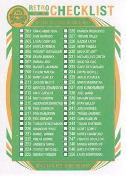 #498 Checklist: 201-300 - 2013-14 O-Pee-Chee - Retro Hockey