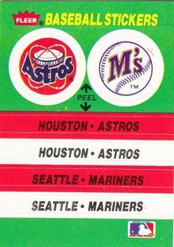 #49 Houston Astros / Seattle Mariners - Houston Astros / Seattle Mariners - 1988 Fleer - Team Stickers Baseball