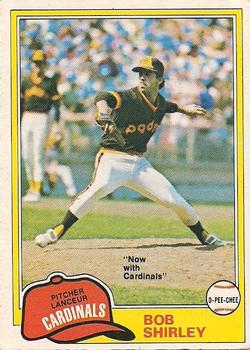 #49 Bob Shirley - St. Louis Cardinals - 1981 O-Pee-Chee - Gray Back Baseball