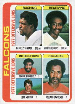 #501 Haskel Stanback / Alfred Jenkins / Claude Humphrey / Jeff Merrow / Rolland Lawrence - Atlanta Falcons - 1978 Topps Football