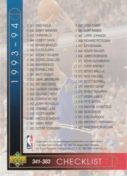 #509 Checklist: 341-425 - Minnesota Timberwolves / Los Angeles Lakers - 1993-94 Upper Deck Basketball