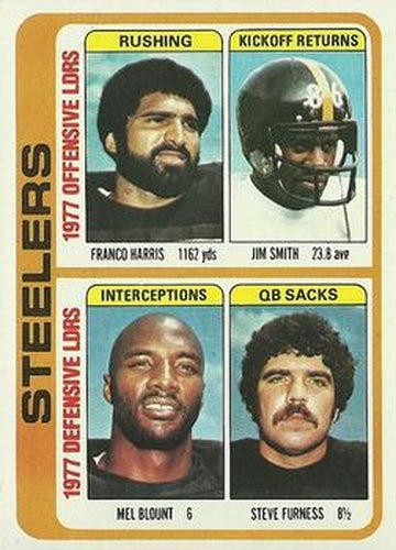 #522 Franco Harris / Jim Smith / Mel Blount / Steve Furness - Pittsburgh Steelers - 1978 Topps Football
