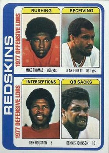 #528 Mike Thomas / Jean Fugett / Ken Houston / Dennis Johnson - Washington Redskins - 1978 Topps Football