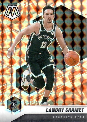 #53 Landry Shamet - Brooklyn Nets - 2020-21 Panini Mosaic - Mosaic Reactive Orange Basketball