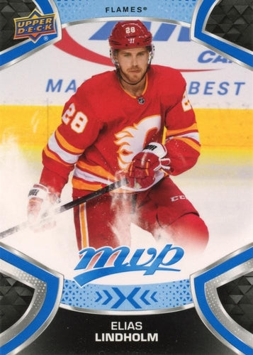 #54 Elias Lindholm - Calgary Flames - 2021-22 Upper Deck MVP - Blue Hockey