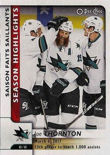 #556 Joe Thornton - San Jose Sharks - 2017-18 O-Pee-Chee Hockey