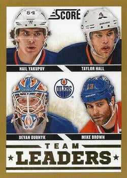 #561 Devan Dubnyk / Mike Brown / Nail Yakupov / Taylor Hall - Edmonton Oilers - 2013-14 Score - Gold Hockey