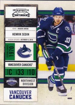 #20 Henrik Sedin - Vancouver Canucks - 2010-11 Playoff Contenders Hockey