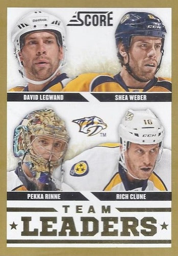 #566 David Legwand / Pekka Rinne / Richard Clune / Shea Weber - Nashville Predators - 2013-14 Score - Gold Hockey