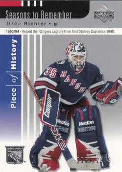 #105 Mike Richter - New York Rangers - 2002-03 Upper Deck Piece of History Hockey