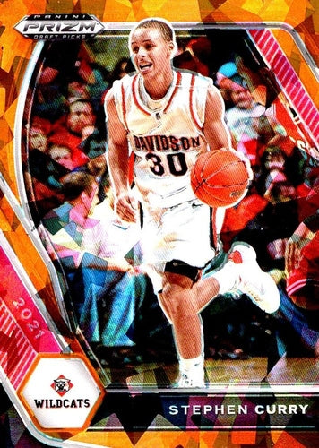 #56 Stephen Curry - Davidson Wildcats - 2021 Panini Prizm Draft Picks - Orange Ice Basketball
