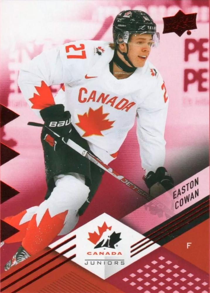 #56 Easton Cowan - Canada - 2024 Upper Deck Team Canada Juniors - Red Foil Hockey