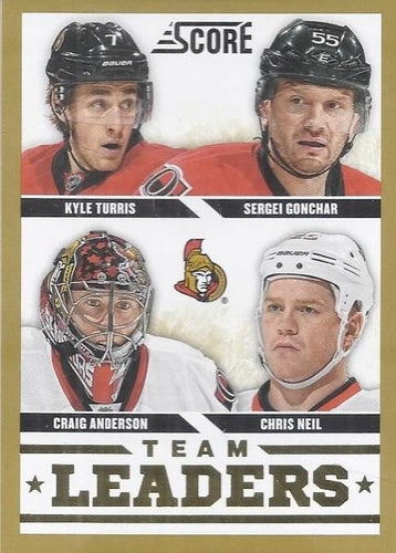 #570 Chris Neil / Craig Anderson / Kyle Turris / Sergei Gonchar - Ottawa Senators - 2013-14 Score - Gold Hockey