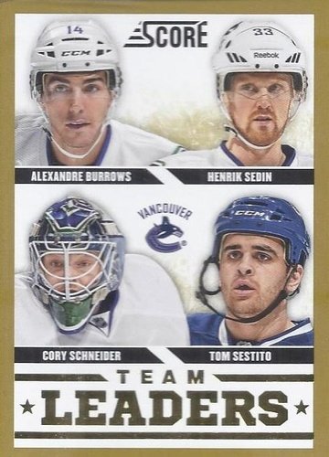 #578 Alexandre Burrows / Cory Schneider / Henrik Sedin / Tom Sestito - Vancouver Canucks - 2013-14 Score - Gold Hockey