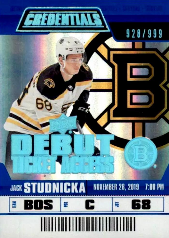 #57 Jack Studnicka - Boston Bruins - 2019-20 Upper Deck Credentials Hockey