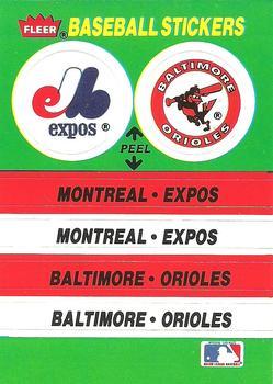 #59 Montreal Expos / Baltimore Orioles - Montreal Expos / Baltimore Orioles - 1988 Fleer - Team Stickers Baseball