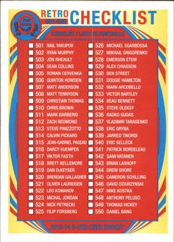 #600 Checklist: 501-600 - 2013-14 O-Pee-Chee - Retro Hockey
